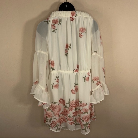 XL BLUSH BRAND DRESS OFF SHOULDER WHITE PINK FLORAL COQUETTE RUFFLE - Picture 3 of 10